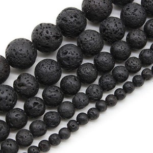 Black Volcanic Lava Beads,Genuine Natural Lava Gemstone Beads,Loose Black Lava Rock Gemstone Supply,Diffuser Beads,DIY,4/6/8/10/12mm-MS0074