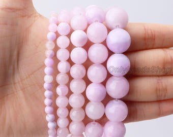 Peach Purple Smooth Round Gemstone Loose Beads For DIY Jewelry Making
