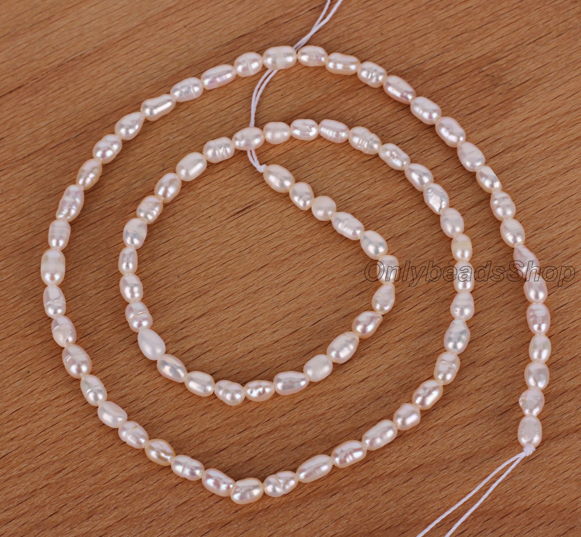 【新品未使用】　MIR Ver. JR Pearl Albino 2.8-3.3mm AAA Freshwater White Pearl Strands, Oval Tiny