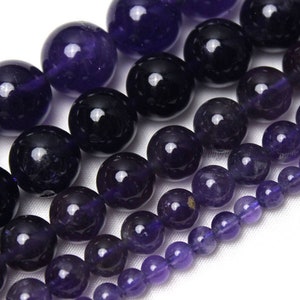 Cuentas de amatista morada natural, amatista sudafricana AAA, cuentas moradas con energía curativa, suministro de cuentas redondas sueltas, fabricación de joyas, joyería DIY