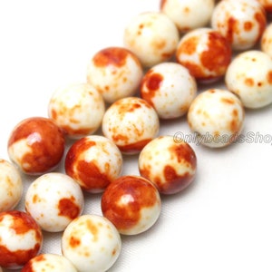 Orange&White Rain Flower Gemstone,Healing Gemstone,Loose Beads Supply,Wholesale Gemstone,Jewelry Making,DIY Jewelry-4mm 6mm 8mm 10mm 12mm