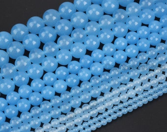 Light Blue Chalcedony Beads Strand,Loose Round Chalcedony  Beads for DIY Jewelry,Wholesale Chalecedony Beads-4mm 6mm 8mm 10mm 12mm-STN0017