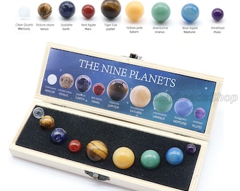 9pcs Natural Crystal Gemstone Bead,The Nine Planets Gemstone,Loose No Hole Bead Supply,Multi-type Gemstone,Planet Set,Healing Gemstone-A1160