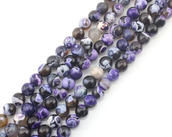 Purple/Black Fire Agate Stone,Smooth Gemstone Beads,Loose Smooth Gemstone,Round Semi Precious Beads,Healing Beads,DIY-4/6/8/10/12mm-STN0055