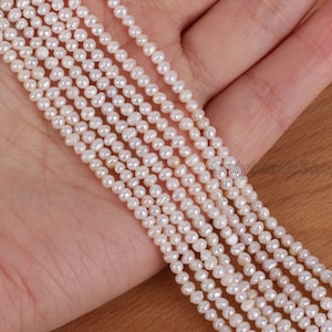 2.5-3mm Seed Pearls,White Small Pearl Beads,Freshwater Pearls,Genuine Natural Color Tiny Pearl Beads Supplies,Oval Rice Pearls,DIY-DXZ001