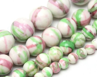 Colorful Gemstone, Pink ,Green and White Gemstone, Healing Gemstone, Loose Beads Supplies,Wholesale Beads 4mm 6mm 8mm 10mm,12mm-STN00214