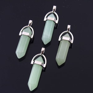 2pcs Jade Point DIY Pendant, Pointy Jade Pendant, Nature Gemstone Pendant, Healing Stone, Loose Pencil Point Pendant for Necklace Making