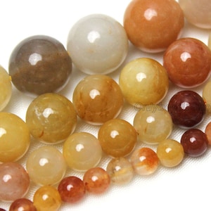 Natural Yellow Round Jade Gemstone Bead,High Quality Multi Color Semi-Precious Jade Beads,DIY Jewelry,Bead Supply,4mm 6mm 8mm 10mm-STN00143