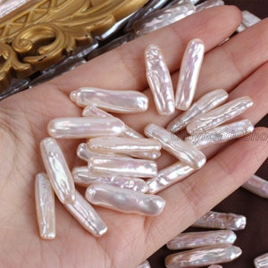 1PC 5-7x23-25mm Ntural White Biwa Pearls,Freshwater Pearl,Loose Stick Pearl,Jewelry Making,DIY Jewelry,No Hole Pearls,Wholesale Pearl-WH0011