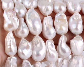 16-18x20-25MM Natural White Freshwater Cultured Pearl,Loose Baroque Pearl Supply,Pearl for Jewelry Making,Wholesale Pearl-16 Inches-YHZ002-3
