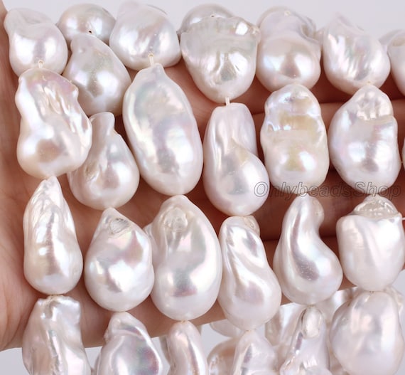 16-18x20-25MM Natural White Freshwater Cultured Pearl,Loose Baroque Pearl Supply,Pearl for Jewelry Making,Wholesale Pearl-16 Inches-YHZ002-3