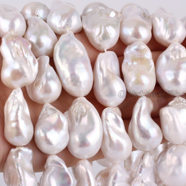 16-18X20-25MM Natural White Freshwater Cultured Pearl,Loose Baroque Pearl Supply,Pearl for Jewelry Making,Wholesale Pearl-16 Inches-YHZ002-3