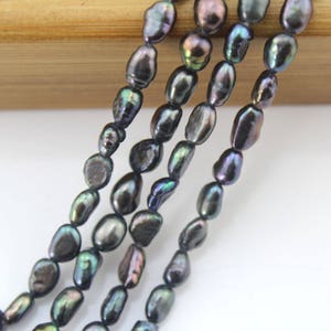 5-6 mm Nugget Pearl Beads,Baroque Freshwater Pearl Beads,Peacock Black Baroque Pearls Beads-About 48 pcs- Full Strand 15&quot;,Wholesale Pearls