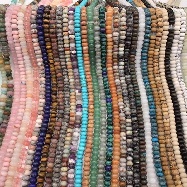 34 Colors Rondelle Beads, Rondelle Gemstone Beads, Rondelle Spacer Beads, Turquoise Quartz Jasper Agate Aventurine Amazonite Stone 5x8mm