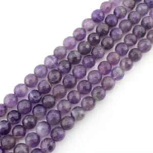 Facettierter glatter Amethyst, lila Kristallperlen, Heilstein, Schmuckherstellung, DIY Schmuck, Großhandel Kristallperlen-4 mm 6 mm 8 mm 10 mm-QM0034