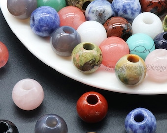 2 pezzi da 16 mm di tipi misti di pietre preziose, perline rondelle sciolte, perline di pietre preziose naturali, perline con foro grande da 5 mm per la creazione di gioielli, perline all'ingrosso, fai da te
