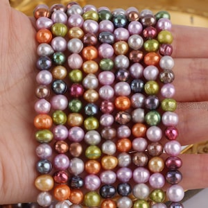 6-7mm Freshwater Potato Ringed Pearls,Mixed Color Natural Pearls,DIY Pearls Jewelry,Wholesale Pearl,Jewelry Making,DIY-Approx 69pcs-BHY004-3