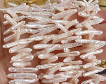 3-4X18-30MM High Luster White Reborn Pearl Strand,Genuine Natural Reborn Freshwater Pearl,Loose Pearl Supplies,Wholesale Pearl-15.5"-ZS0011