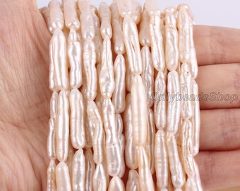 Genuine Natural White Biwa Freshwater Pearl Beads, Biwa Stick Pearl, 5-6X18-24MM, Full Strand, Wedding Pearls, DIY Birthday Gifts, PB001