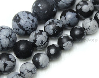 Weathered Black and White Gemstone, Matte Snowflakes Gemstone,Frosted Round Gemstone Beads,Gemstone Supplies,DIY Beads 4mm 6mm 8mm 10mm 12mm