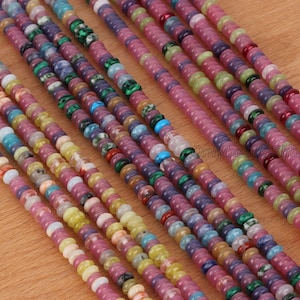 AAA Mixed Color Jade Beads, Rondelle Beads, Jade Smooth Rondelle Beads Size 2x4mm, AAA Gemstone Beads For Jewelry Making,Full Strand, SGE001