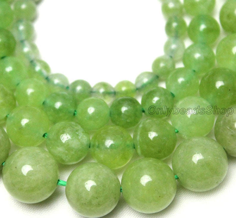 Olive Green Chalcedony Bead,Smooth Round Chalcedony Beads,Loose Green Beads Supply,Wholesale Round Chalcedony Bead,DIY Necklace-6mm 8mm 10mm image 4