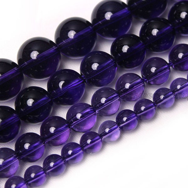 Deep Purple Amethyst Gemstone Beads Grade AAA Amethyst Healing Energy Gemstone Round Loose Beads, 6mm 8mm 10mm-STN00136