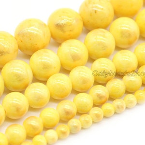 High Quality Jade Beads,Gold Color with Gold Powder Jade Beads,Round Jade Beads,Healing Smooth Jade Beads,DIY-4mm 6mm 8mm 10mm 12mm-STN00275