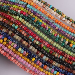 3X4X4mm Emperor Stone Smooth Rondelle Gemstone Beads,Sea Sediment Imperial Gemstone Spacer Beads,Aqua Terra Jasper Beads,DIY,16 inches-DH002