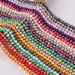 6-7mm Irregular Nugget Freshwater Pearl, Cultured Freshwater Potato Pearls, Nugget Pearl Bead Full Strand Wholesale, Colorful Pearl, LM002