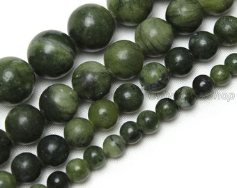 Natural Dark Green Southern Jade Beads,Semi Precious Gemstone Beads,Round Loose Beads for Jewelry Making,DIY,4mm 6mm 8mm 10mm 12mm-STN00146