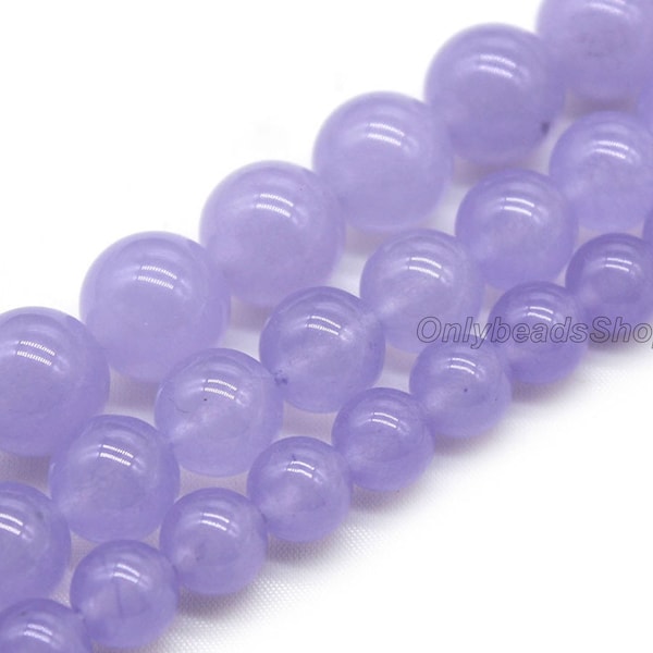 Grade AAA Light Purple Jade Beads Violet Color Jade Beads, Loose Round Purple Jade Gemstone Beads, 4mm 6mm 8mm 10mm 12mm