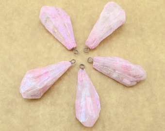 Natural Pink Rose Quartz Point Pendants Supply,Charms for Jewelry Making,DIY Jewelry,Wholesale