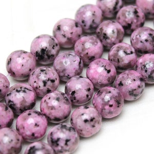8mm Pink Gemstone,Black Spots Beads,Healing Pink Gemstone Beads,Loose Gemstone Beads Supply,Wholesale Beads,Jewelry Making,DIY Gift-STN00344