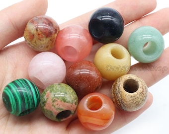 1 PC 20mm Multi-typed Gemstone Beads,Large Hole 8mm Beads for DIY Jewelry ,Wholesale