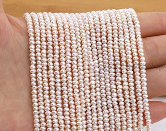 3-3.5MM Seed Pearl,Freshwater Cultured White Pearl Tiny Seed Pearls,Genuine Freshwater Pearls,Loose Pearl Wholesale,Full Strand 14''-XDZ009