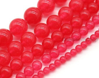 Red Smooth Chalcedony Beads,Loose Round Beads,Semi Precious Smooth Red Gemstone Bead for Jewelry Making,Beads SupplY-4/6/8/10/12mm-STN00270
