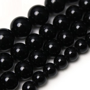 Black Obsidian Beads,Grade A Genuine Natural Obsidian Beads,Loose Round Semi Precious Beads,Smooth Round Beads,DIY,Full Strand-6mm 8mm 10mm