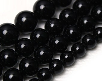 Schwarze Obsidian Perlen 6mm 8mm 10mm Grad A Echte Natürliche Lose Runde Halbedelstein Glatte Runde Edelstein Perlen, Ein Voller Strang