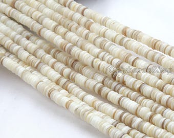 6mm Flat White Brown Shell Beads,Loose Rondelle Beads Supply,Smooth Spacer Beads,Shell Heishi Beads,DIY Jewelry,Wholesale Shell,Gift-XBK039