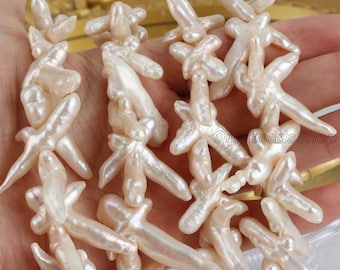 6-8x16-22MM  Natural Cross Pearls,Natural Freshwater White Pearls,White Pearls Strand Supplies,Wholesale Pearls,Jewelry Making,DIY-AG003-1