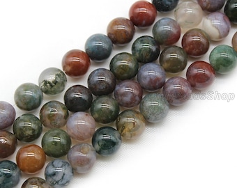 Genuine Natural Indian Agate Beads,Loose Beads for DIY Bracelet/Necklace,Jewelry Making,Wholesale Round Colorful Beads-4mm 6mm 8mm 10mm 12mm
