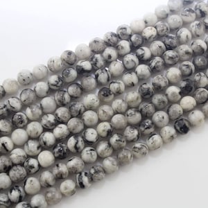 High Quality White and Black Stone Gemstone Beads,Loose Round Semi Precious Stone Beads Jewelry Beads Supply4/6/8/10/12mm
