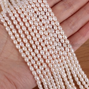 3.5-4mm Small Size Pearls,Genuine Freshwater Seed Pearl Beads,Tiny Loose Pearls Supply,Natural White Pearls,Wholesale Rice Pearls,DIY-XDZ004