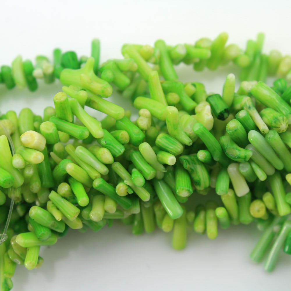 Green Stick Coral Beads Natural Coral Beads Green Bamboo