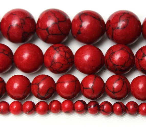 Synthetic Smooth Red Turquoise Gemstone Strand,diy Jewelry  display picture 2