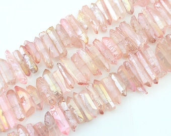Frische rosa Titanquarz Perle, lange Sticks Punkte Perle, Rohkristallperlen für DIY Schmuck, raue Quarzkristalle Perle,Schmuckherstellung,Großhandel