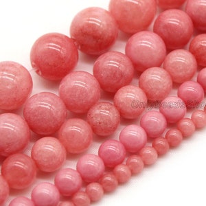 Beautiful Pink Red Jade Beads,High Quality Loose Jade Beads,Smooth Beads Supplies, Gemstone Beads,Bulk Wholesale Beads 4/6/8/10/12mm-STN0047