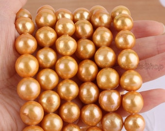 AAA 10-14mm Gold Round Freshwater Pearls,Loose Pearl Wholesale,Natural Pearl Supply For Jewelry Making,Good Quality Edison Pearls,DIY-AE002