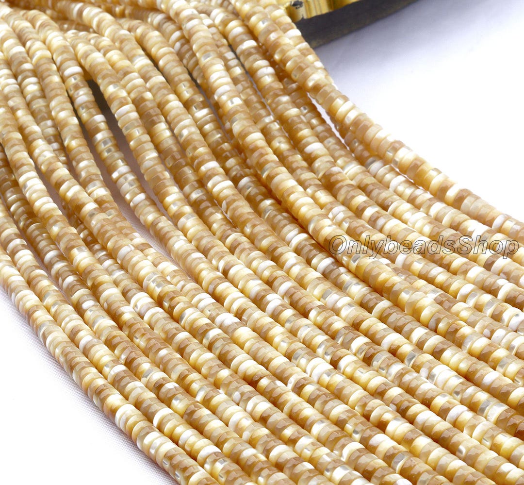 5-6mm Flat Cylinder Yellow Shell Beads,loose Shell Beads Supply,smooth ...